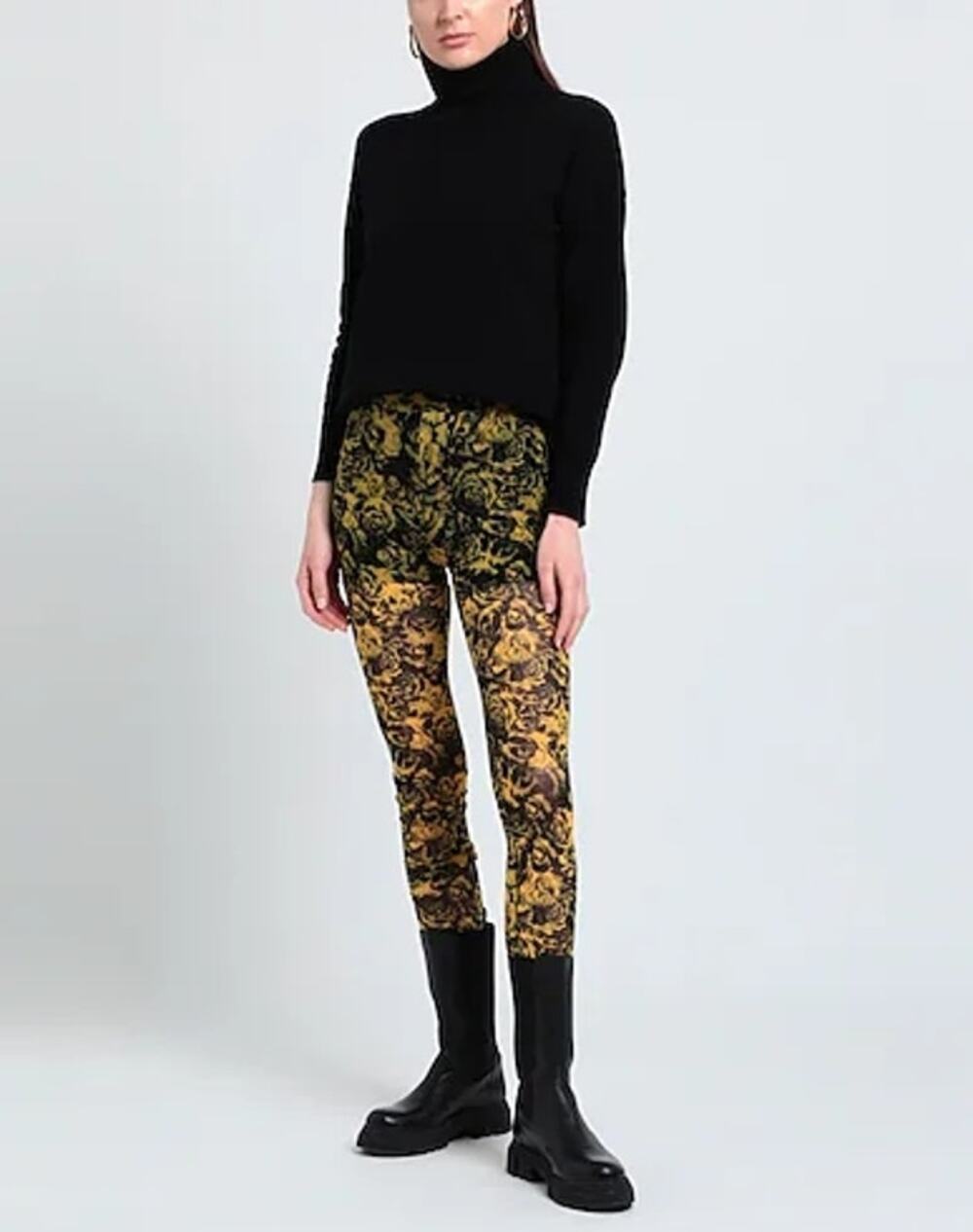 Ganni floral logo mesh yellow leggings size 14